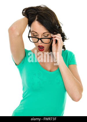 Shocked Disgusted Young Woman With Her Mouth Open In Horror Isolated Against A White Background Stock Photo