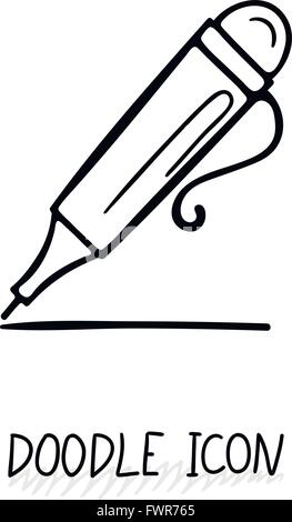 Ballpoint pen Doodle Vector Illustration. Isolated on a white ...