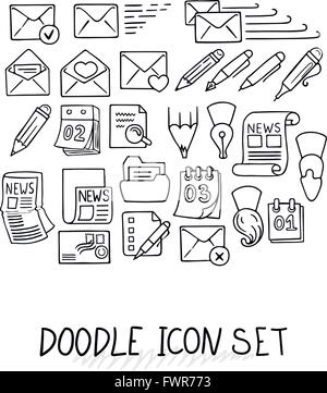 Set of Universal Doodle Icons. Variety of Topics. Stock Vector