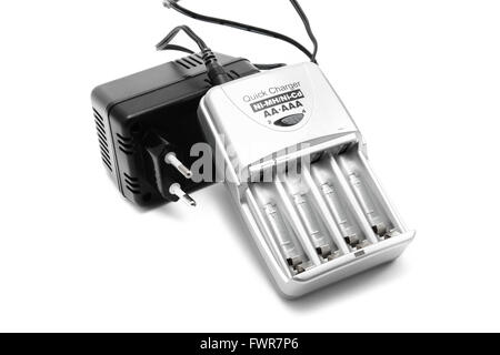 Battery charger for four AA size batterys Stock Photo