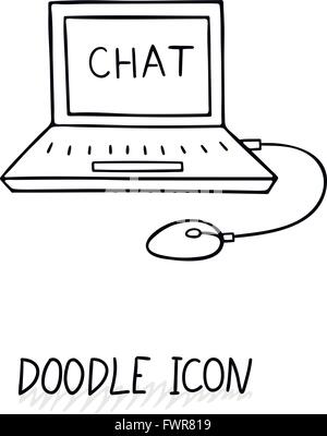 Open laptop computer with wireless mouse 2D cartoon clip art Stock ...