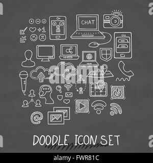 Set of Universal Doodle Icons. Variety of Topics. Stock Vector