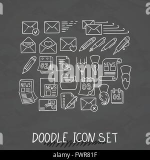 Set of Universal Doodle Icons. Variety of Topics. Stock Vector