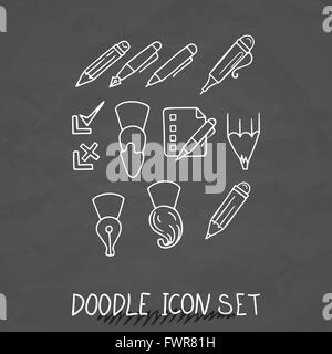 Set of Universal Doodle Icons. Variety of Topics. Stock Vector