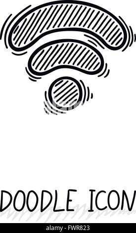 Doodle wifi icon. Vector internet and connection symbol. Stock Vector