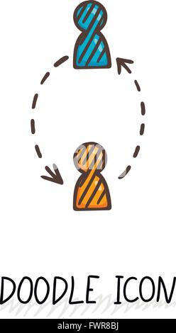 Doodle connection icon. Vector communication concept. Social. Stock Vector