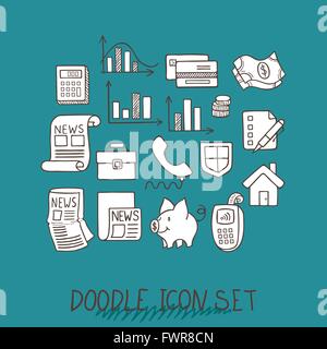 Set of Universal Doodle Icons. Variety of Topics. Stock Vector