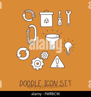 Set of Universal Doodle Icons. Variety of Topics. Stock Vector