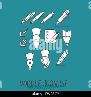 Set of Universal Doodle Icons. Variety of Topics. Stock Vector