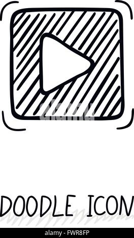 multimedia media button icon doodle sketch cartoon vector Stock Vector ...