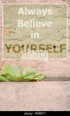 Always believe in yourself inspirational quote on blurred background Stock Photo