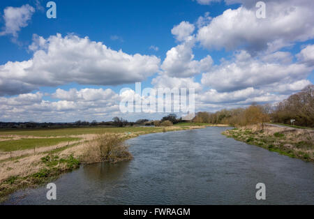 A view of the River Avon from Harbridge, near Fordingbridge, Hampshire, England, UK Stock Photo