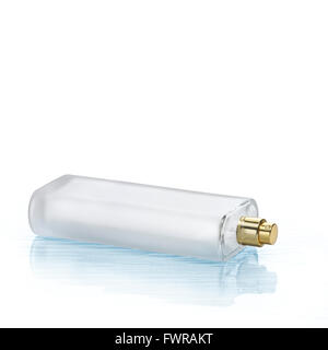 Perfume empty bottle on lightly fresh background.Frosted glass Clipping path Stock Photo
