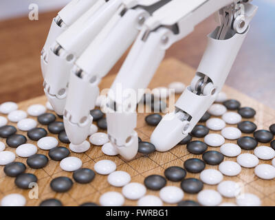 Artificial intelligence playing traditional board game Go concept Stock Photo