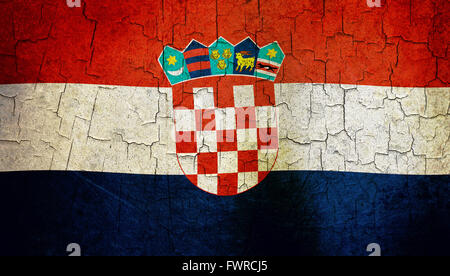 Croatian flag on an old cracked wall Stock Photo