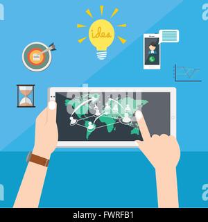 business idea interconnected connect people around the world wit technology creating opportunity Stock Vector