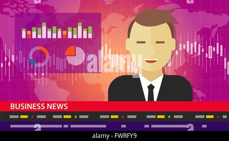 tv anchor news business report diagram chart Stock Vector