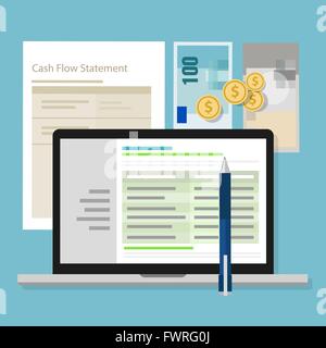 cash flow statement accounting software money calculator application laptop Stock Vector