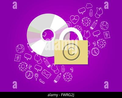 copyright protection digital secure data Stock Vector