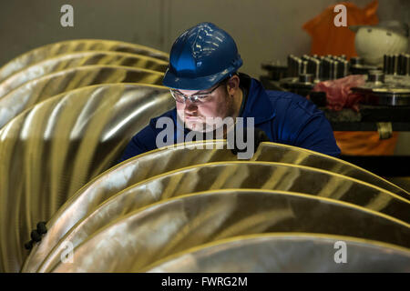 Engineer working on ships propellers Stock Photo