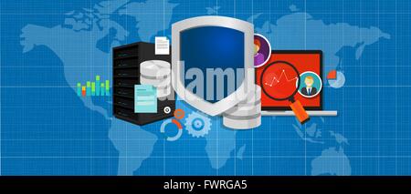 data protection database security internet shield Stock Vector