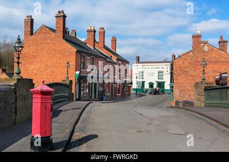 Old shops in the village centre, Black Country Living Museum, Dudley, West Midlands, UK Stock Photo