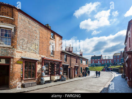 Old shops in the village centre, Black Country Living Museum, Dudley, West Midlands, UK Stock Photo