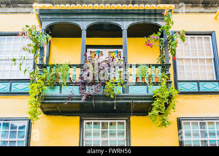 Houses with balconies in Santa Cruz de La Palma. La Palma. Tenerife. Canary Islands. Spain Stock Photo