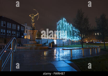 Christmas lights illuminating the Coronation Gardens in Dudley town ...