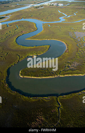 Aerial view of the marsh of James Island in Charleston, South Carolina Stock Photo