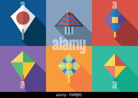 Flat icon kite Stock Vector