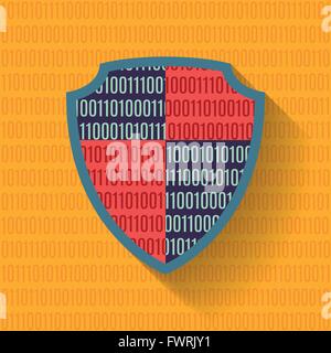 Flat icon data protection shield Stock Vector