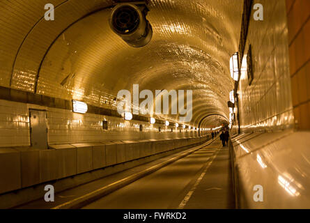 Old tunnel under the Elbe river in Hamburg, Germany Stock Photo