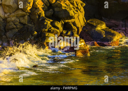Maui, Hawaii, USA waves breaking on rocky shore Stock Photo