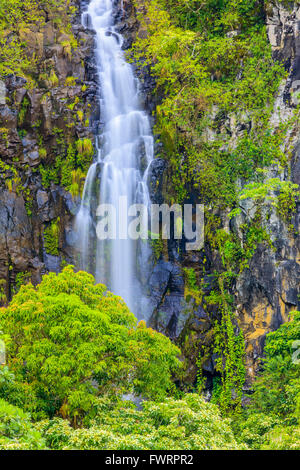 Wailua Falls on the Hana Highway in the Rain forest on Maui Stock Photo