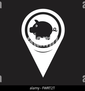 Map Pointer Piggy Bank Icon Stock Vector