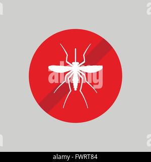 mosquito Malaria and Zika virus flat prohibiting icon Stock Vector