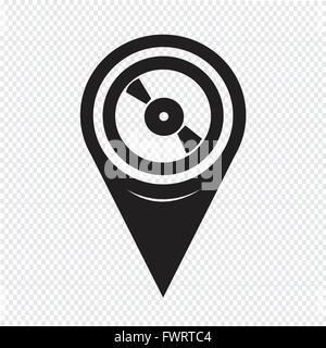 Map Pointer Retro vinyl record icon Stock Vector