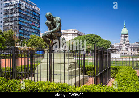 The Rodin Thinker monument in Plaza Congreso in Buenos Aires, Argentina, South America. Stock Photo