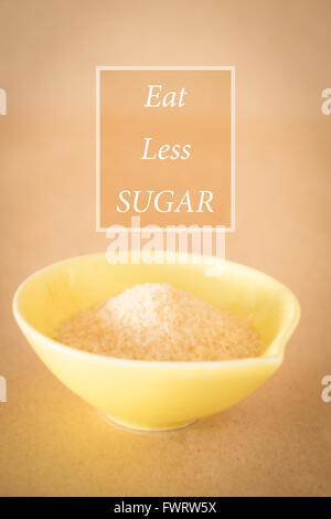 Eat Less Sugar Sign on white paper. Man Hand Holding Paper with text ...