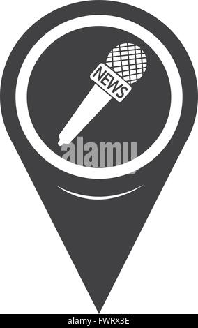 Map Pointer News Microphone Icon Stock Vector