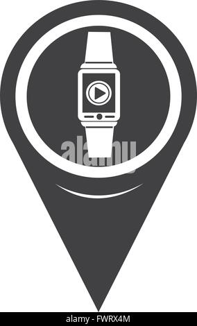 Map Pointer Smartwatch Wearable Icon Stock Vector