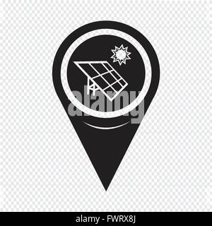 Map Pointer Solar Energy Icon Stock Vector