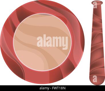 Kitchen Utensil, Wooden Mortar and Pestle Used for Crushing and Grinding. Stock Vector