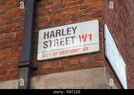 Harley Street road sign, Marylebone, London Stock Photo