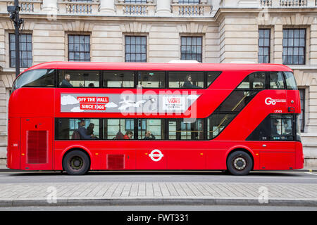 London New Routemaster double-decker red bus Stock Photo