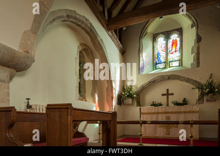 Interior of St Mary's church in Friston, East Sussex, England. Stock Photo