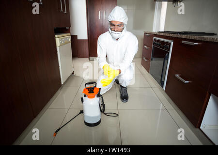 Worker wearing protective gloves Stock Photo
