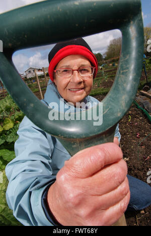 Pensioner Maureen O'Shea on her allotment in Tonteg,Mid Glamorgan,Wales ...