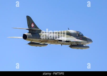 Former Swiss Air Force Hawker Hunter T.68 two seat military training ...